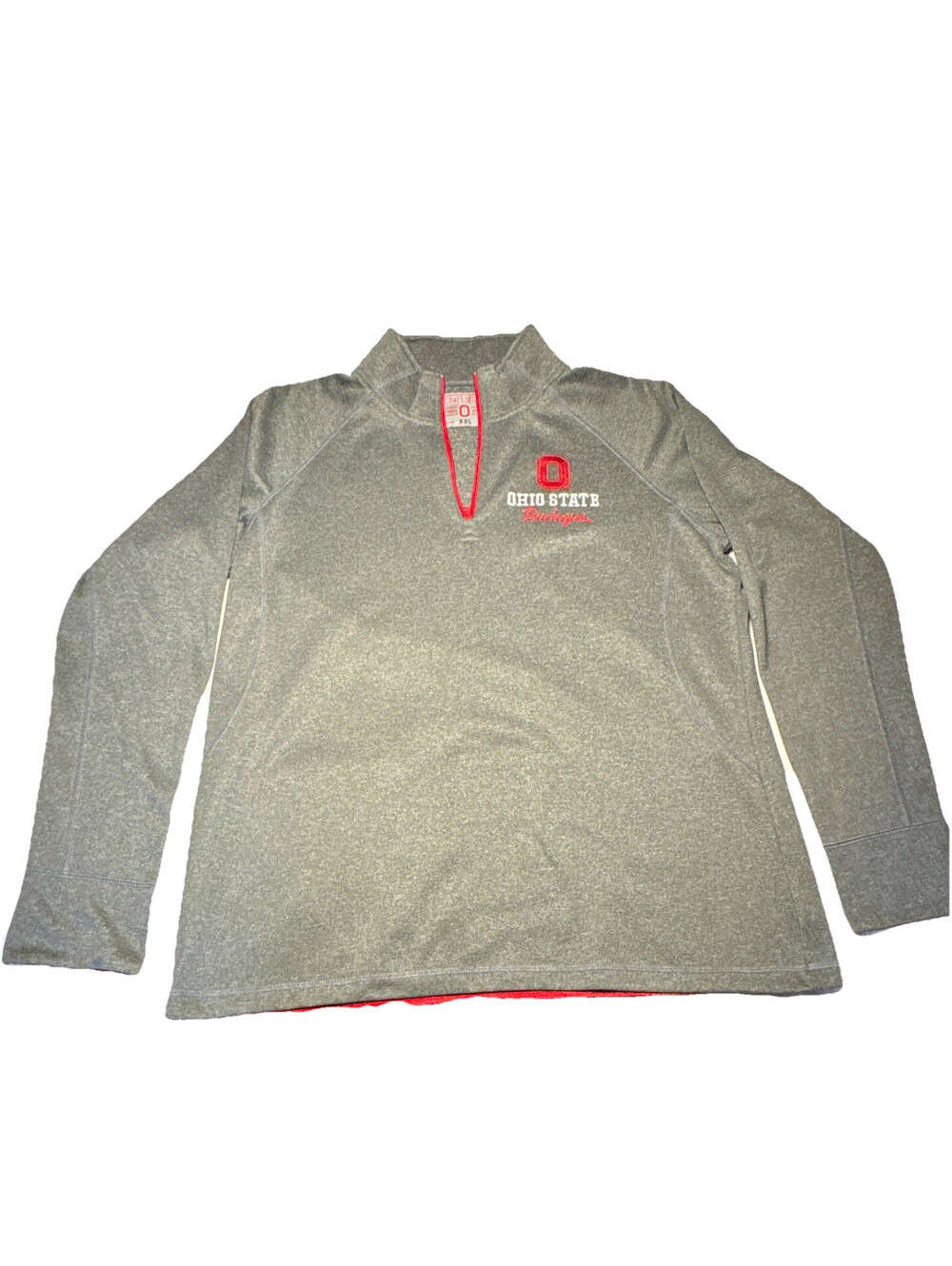 Scarlet & Gray Ohio State Buckeyes Gray/Red 1/4 Zip Sweatshirt 2XL EUC